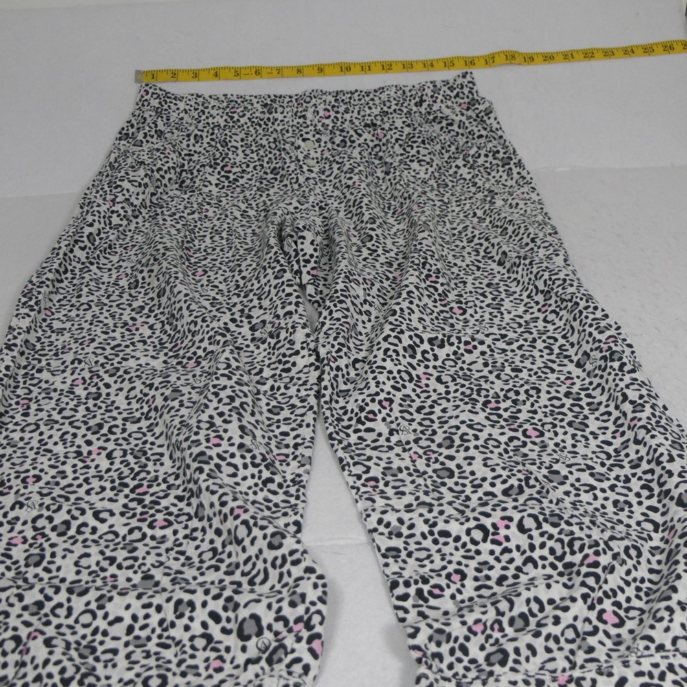 Victoria's Secret Women Pajama Pants L Short White Leopard Animal Print Feminine
